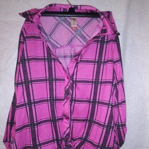 No Boundaries Pink Plaid Flannel
